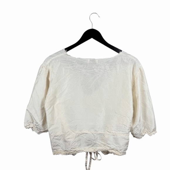 Krista Larson 100% Silk Cream Ivory Shirt Blouse OS Made in USA - Picture 13 of 16